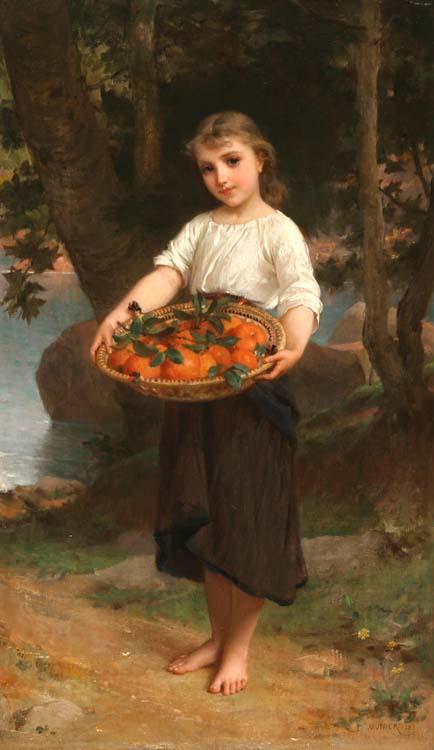 Emile Munier Girl with Basket of Oranges oil painting picture